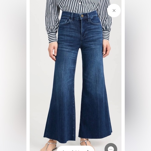 Frame Denim Le Palazzo Crop Dark Blue Flare Jeans - Picture 1 of 7